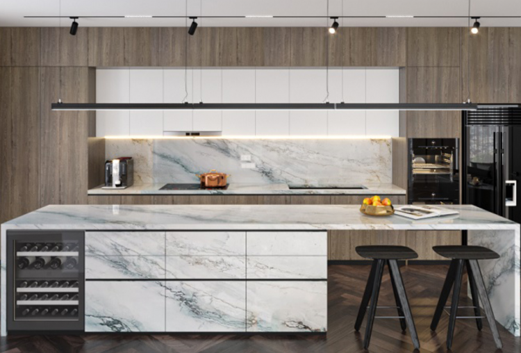 Mặt bếp đá thạch anh chống bám bẩn, dễ lau chùi