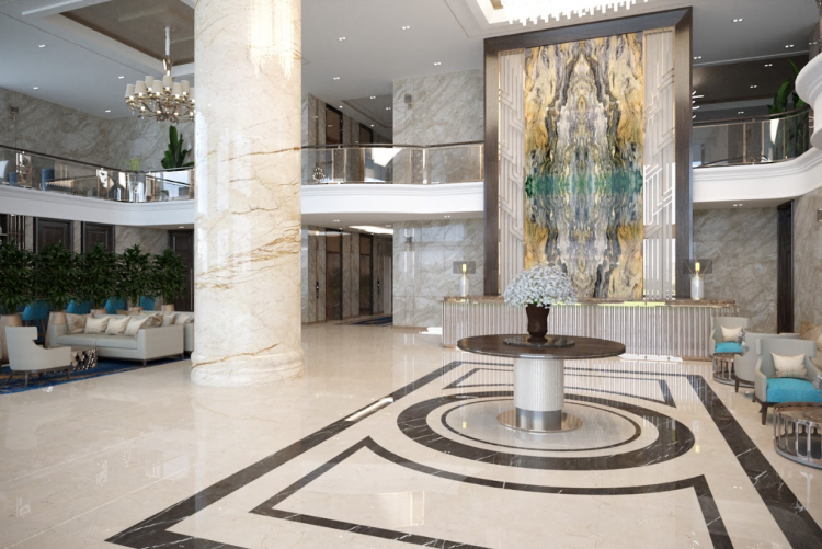 đá ốp vách thông tầng 