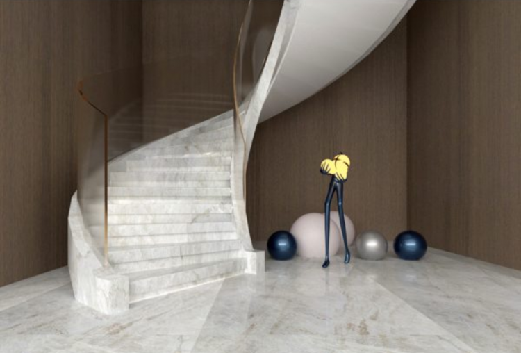 Thiết kế cầu thang hiện đại với đá thạch anh cao cấp