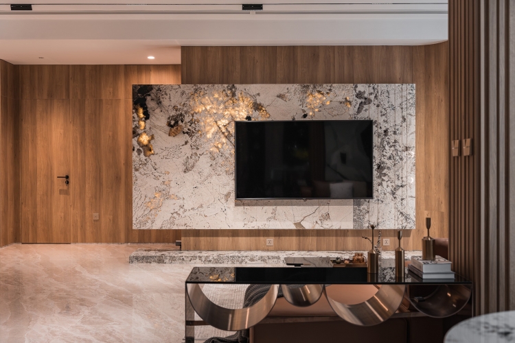 Vách tivi đá granite tạo điểm nhấn nổi bật