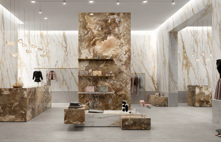 Đá mặt nhám hoặc vân đá tự nhiên nhờ độ bền cao.