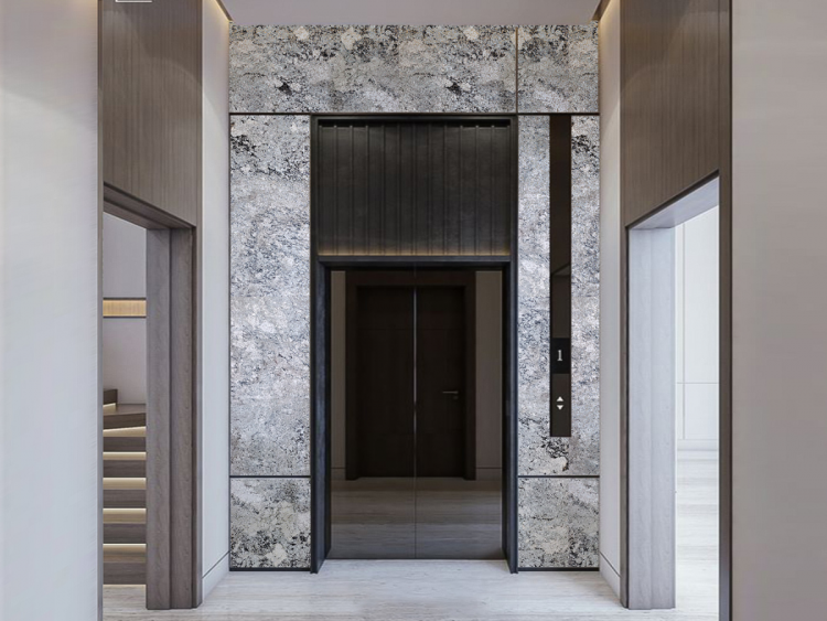 Đá granite ốp thang máy tạo điểm nhấn sang trọng cho sảnh