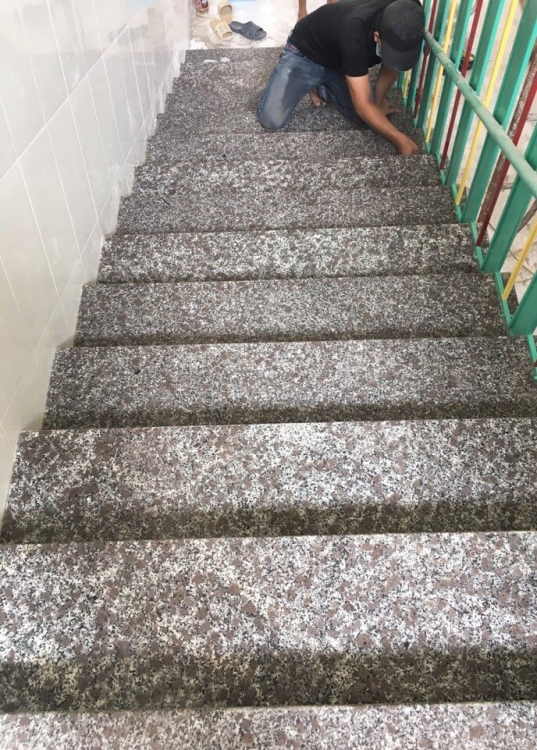 cầu thang đá tím hoa cà