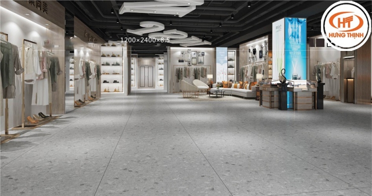 Đá nung kết trắng Carara lát sàn mang cảm hứng đá marble tự nhiên