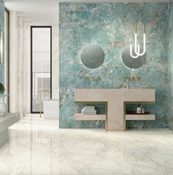 Với khả năng chống thấm và độ bền cao, đá ốp tường mang lại không gian tinh tế, sạch sẽ và hiện đại cho phòng tắm.