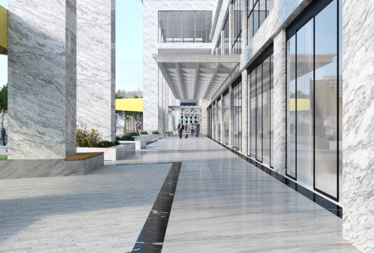 Sảnh lớn ốp cột marble tạo không gian sang trọng