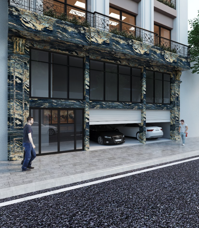 Đá hoa cương màu đen ốp mặt tiền