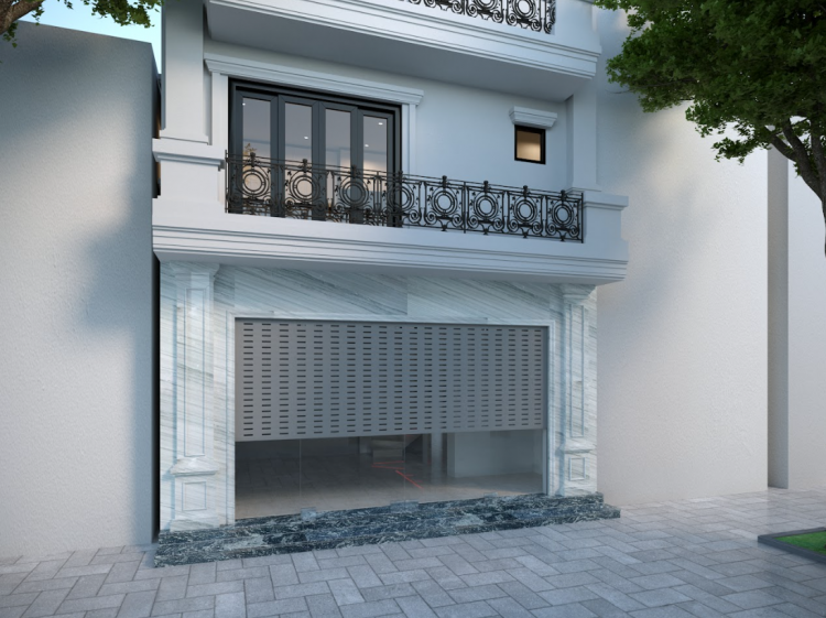 Đá granite trắng vân mây tạo vẻ đẹp tinh tế, hiện đại cho nhà phố