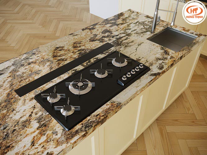 đá ốp bếp vàng vàng đất