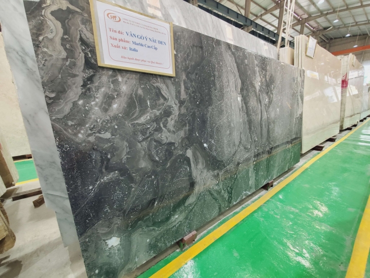 Đá marble vân gỗ Ý nâu đen