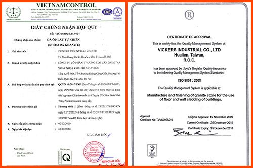 Chứng nhận sản phẩm đá thi công - H5