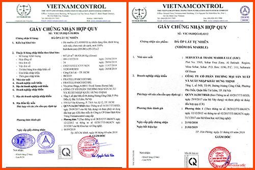Chứng nhận sản phẩm đá thi công - H4