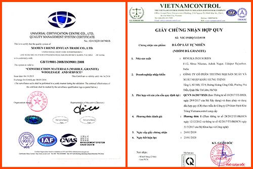 Chứng nhận sản phẩm đá thi công - H1