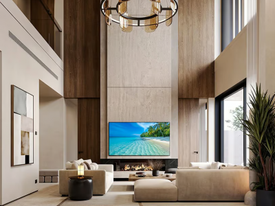 đá ốp vách thông tầng 