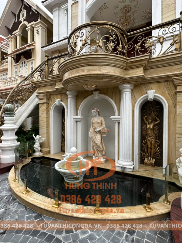 Ốp đá mặt tiền, Phào chỉ , cột tròn đá khối