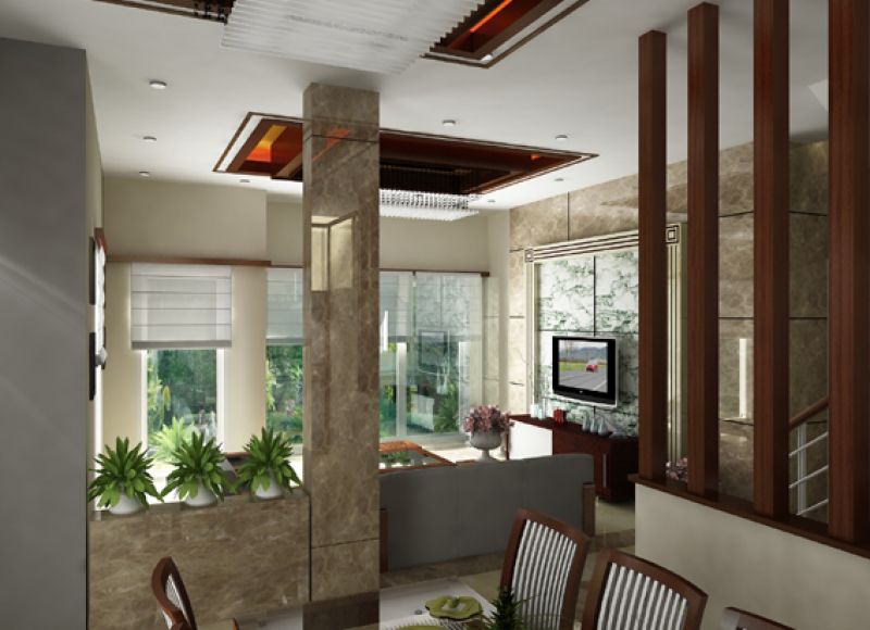 Ốp cột và sàn nhà cho biệt thự Mỹ Đĩnh