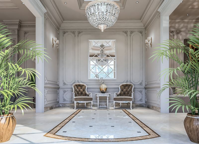 Đá ốp nền phòng khách sang trọng