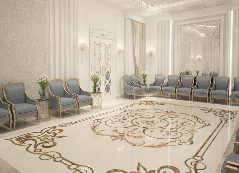 Mẫu đá ốp hoa văn lát phòng khách