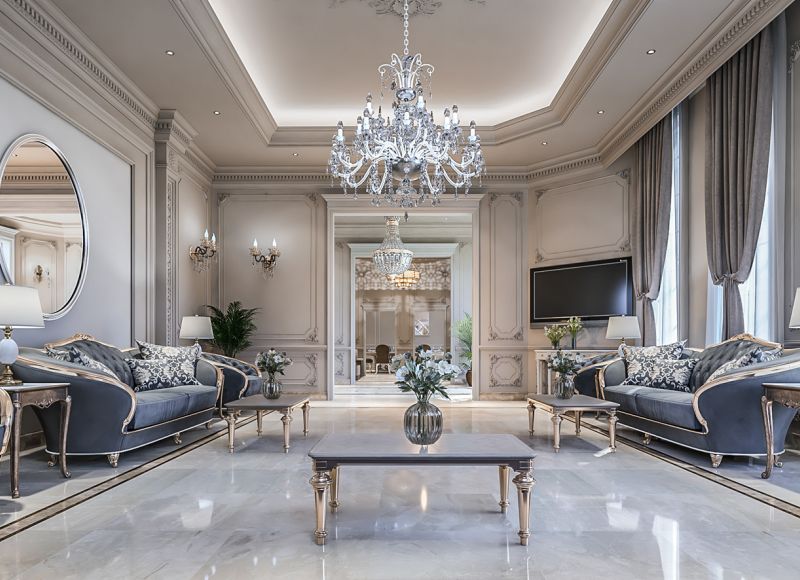 Đá ốp nền phòng khách sang trọng