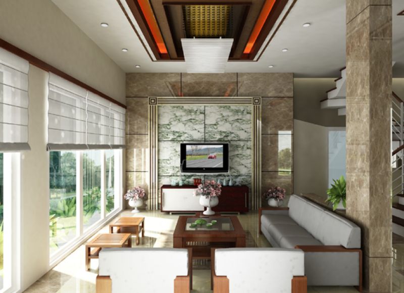 Ốp cột và sàn nhà cho biệt thự Mỹ Đĩnh